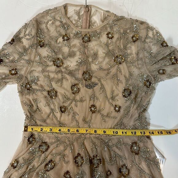NEW Mac Duggal 10799 beaded illusion high neck long sleeve A-line gown size 6 - Picture 13 of 14